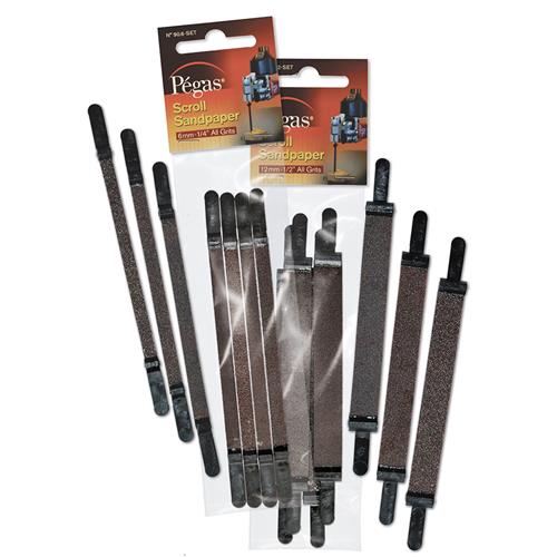 Pegas Scroll Sand Papers - 12mm wide 80/120/240/320 grits