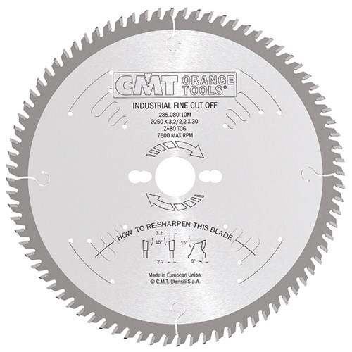 CMT Industrial Finishing Saw Blade - 250mm - 80 Tooth