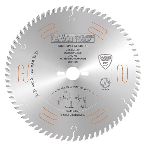 CMT Industrial Low Noise and Chrome Coated Blade - 300mm - 72 Tooth