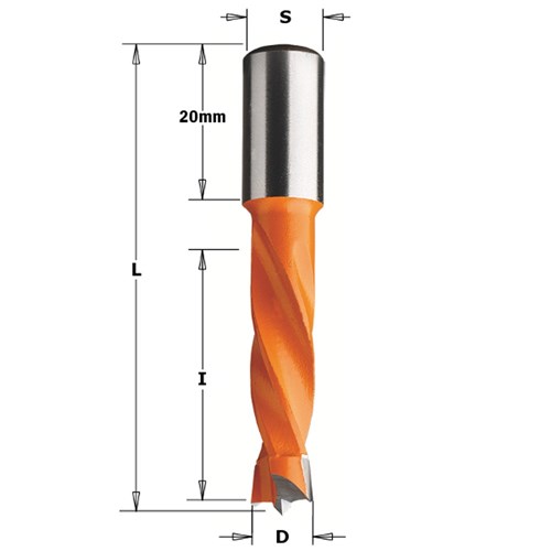 CMT TCT 4 Flute Dowel Drills for Through Holes - LH - 10mm diameter - 57.5mm length