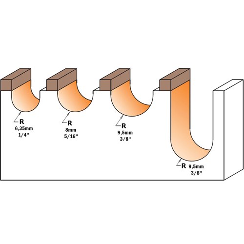 CMT Round Nose Bit w.bearing - 3/4 diameter 32mm 1/2