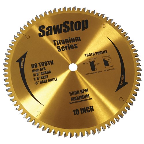 SawStop 80Tooth Titanium Series Blade